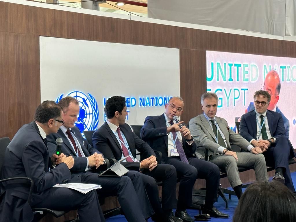 Blu EV's CEO Rida Baalbaki attending UNDP Egypt's panel on impact investing during the Finance Day of COP27